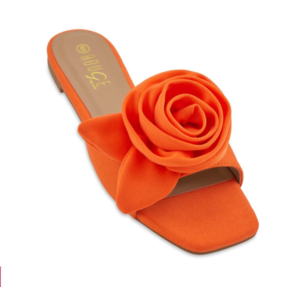 Rose Band Square Toe Slide Sandals